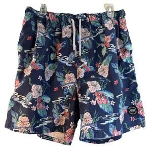 Ron Jon Surf Shop Mens Size XXL 2XL Blue Tropic Floral Lined Swim Trunks Shorts